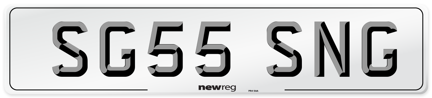 SG55 SNG Number Plate from New Reg
